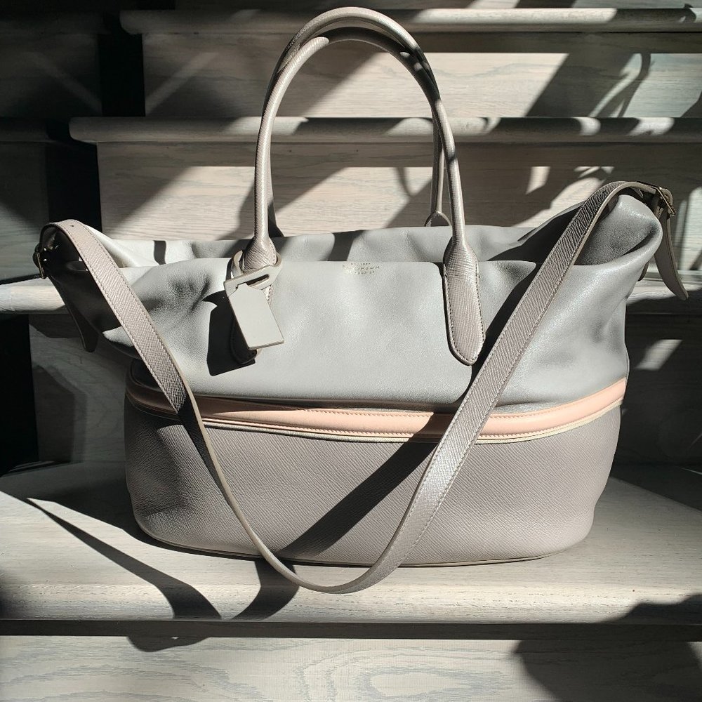 Smythson Gray Leather Tote